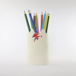 Ziggy Starcat Pen Holder David Bowie Inspired White Cat Pot