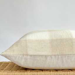 Neutral Boho Pillow Cover Set Textured Beige Decor, Linen Back - thumbnail 4