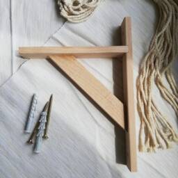 Macrame Hanging Wall Light, Modern Boho Lamp With Wooden Stand - thumbnail 4