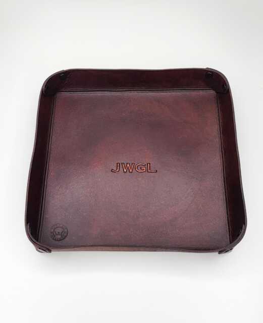 Personalized Handmade Full-Grain Leather Valet Tray - Custom Catchall For Keys, Wallet, & Accessories - image 1