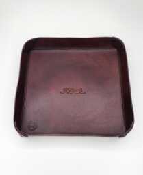 Personalized Handmade Full-Grain Leather Valet Tray - Custom Catchall For Keys, Wallet, & Accessories - thumbnail 1