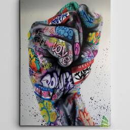 Graffiti Fist Hand Canvas Art Wall Print Picture Banksy Style Framed Home Decor -D12 - thumbnail 2