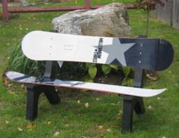 Recycled Snowboard Bench Customizable Outdoor Seating - thumbnail 4