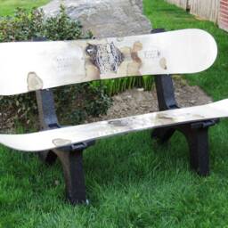 Recycled Snowboard Bench Customizable Outdoor Seating - thumbnail 2