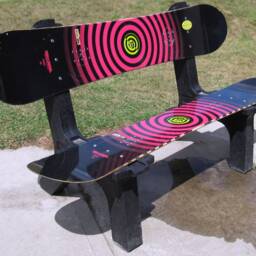 Recycled Snowboard Bench Customizable Outdoor Seating - thumbnail 3