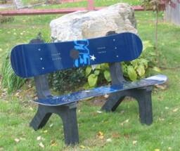 Recycled Snowboard Bench Customizable Outdoor Seating