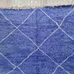 Shaggy Blue Carpet, Handmade Moroccan Rug, Beni Ourain Area Classic Diamond Design, Berber Crafted Wool Customizable - thumbnail 2