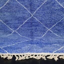 Shaggy Blue Carpet, Handmade Moroccan Rug, Beni Ourain Area Classic Diamond Design, Berber Crafted Wool Customizable - thumbnail 3