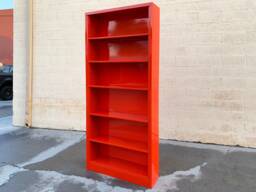 1970S Tall Steel Tanker Bookcase, Custom Refinished in Safety Orange, Free U.s. Shipping - thumbnail 1