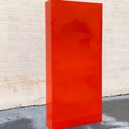 1970S Tall Steel Tanker Bookcase, Custom Refinished in Safety Orange, Free U.s. Shipping - thumbnail 4
