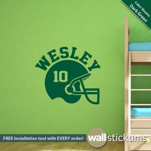 Personalized Football Helmet Vinyl Wall Decal, Kids Room Decor - image 1