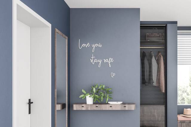 Love You, Stay Safe With Heart Shape Wooden Wall Quote - image 1