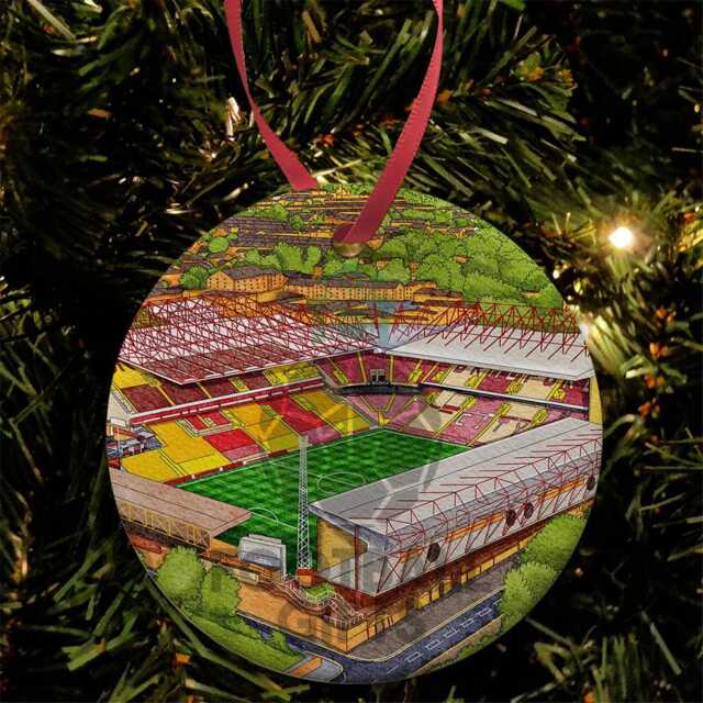 Bradford City Around The Grounds Valley Parade Water Colour Christmas Tree Decoration Bauble Flat Ceramic Great Fans Gift