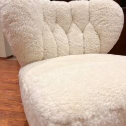 Genuine Sheepskin Lounge Chair Shearling Armchair Beige Sofa - thumbnail 3