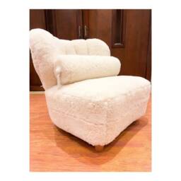 Genuine Sheepskin Lounge Chair Shearling Armchair Beige Sofa - thumbnail 1
