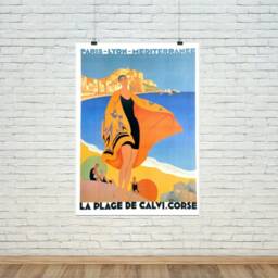 La Plage Travel Poster Vintage France Calvi Corse Print - thumbnail 1