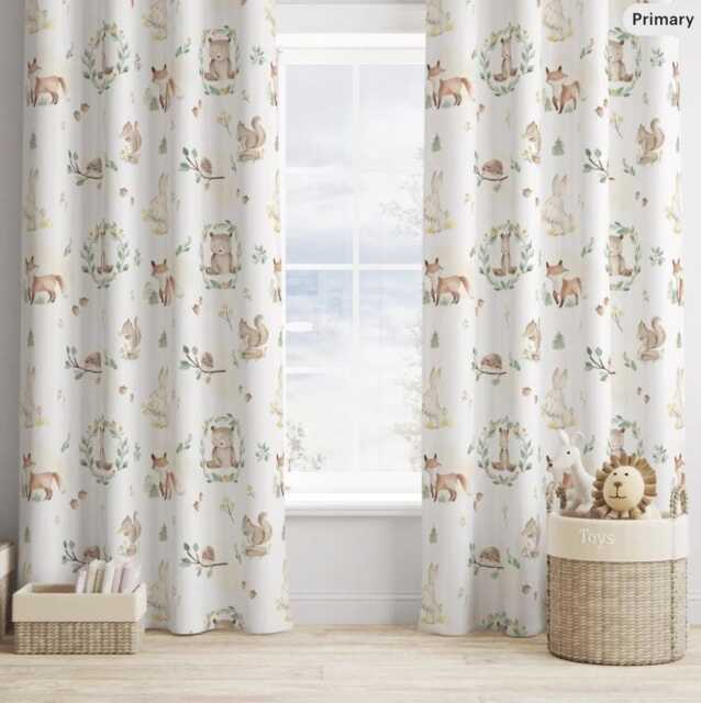 Woodland Bear & Animals, Curtains, Blackout Or Non Blackout, Eyelet, Pencil Pleat Rod Pocket, Home Decor - image 1