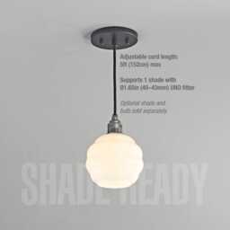 Gunmetal Black 1-Light Pendant - Robust Brass Socket For Hanging Lamp Shade Hardwired & Plug-In Options - thumbnail 2