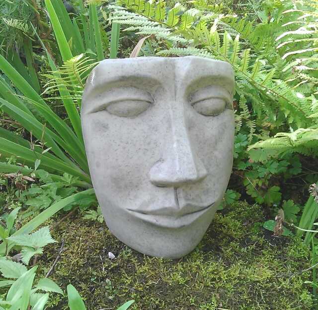 Reconstituted Stone Garden Abstract Modern Art Lady Face Ornament/Wall Plaque - image 1