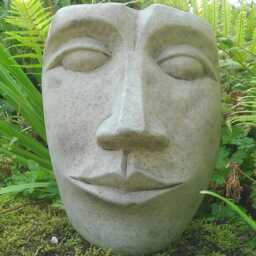 Reconstituted Stone Garden Abstract Modern Art Lady Face Ornament/Wall Plaque - thumbnail 2