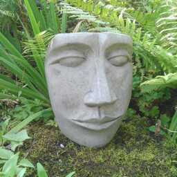 Reconstituted Stone Garden Abstract Modern Art Lady Face Ornament/Wall Plaque - thumbnail 3