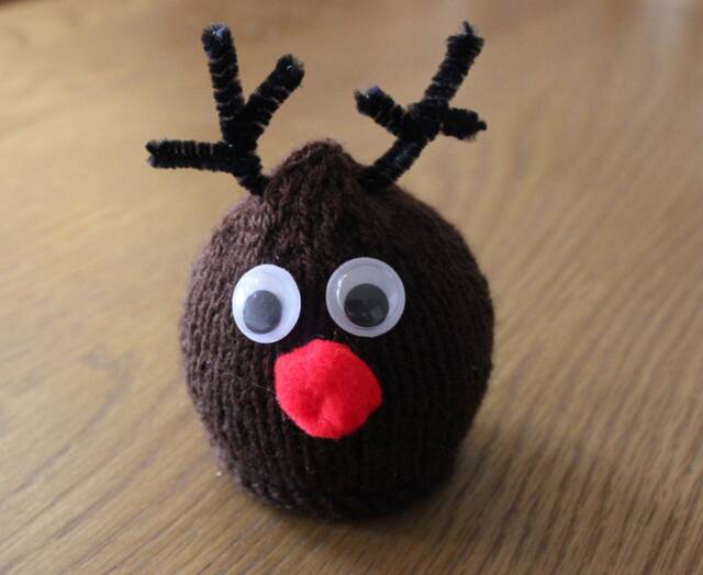 Hand Knitted Reindeer, Terry's Chocolate Orange Cover, Knitted Reindeer Cover, Christmas Table Decoration, Reindeer