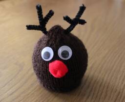 Hand Knitted Reindeer, Terry's Chocolate Orange Cover, Knitted Reindeer Cover, Christmas Table Decoration, Reindeer - thumbnail 1