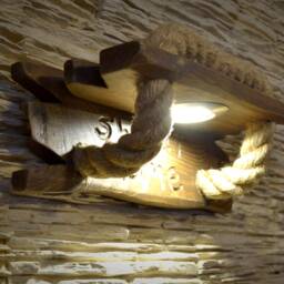 Sconce Wooden, The Wall Light From A Natural Wood, Led For Wall, Wooden Lighting Fixture With Jute Rope - thumbnail 2
