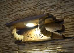 Sconce Wooden, The Wall Light From A Natural Wood, Led For Wall, Wooden Lighting Fixture With Jute Rope