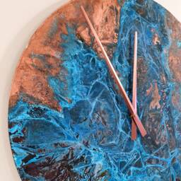 Patina Copper Wall Clock, Extra Large 30 Inches Handmade Artistic Housewarming Gift, Metal Art - thumbnail 2