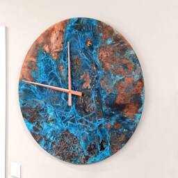 Patina Copper Wall Clock, Extra Large 30 Inches Handmade Artistic Housewarming Gift, Metal Art - thumbnail 3