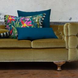 Cotton Print Decorative Cushion With Tropical Floral Motif - thumbnail 4