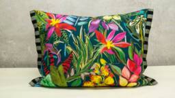 Cotton Print Decorative Cushion With Tropical Floral Motif - thumbnail 1