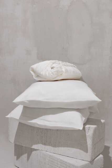 White Natural Linen Fitted Sheet, Pillowcase Bedding Set. Breathable, Earth Tone New Home, Hosting Gift. Twin, Full, Queen, King - image 1