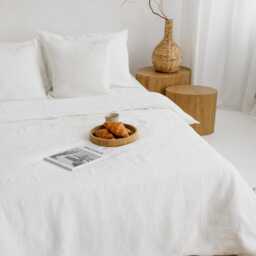 White Natural Linen Fitted Sheet, Pillowcase Bedding Set. Breathable, Earth Tone New Home, Hosting Gift. Twin, Full, Queen, King - thumbnail 2