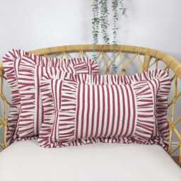 Bohemian Linen Striped Pillow Cover With Frill Edges - thumbnail 2