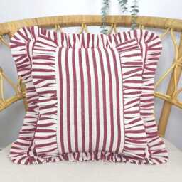 Bohemian Linen Striped Pillow Cover With Frill Edges - thumbnail 3