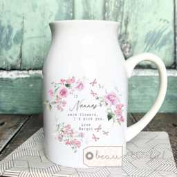 Personalised If ... Were Flowers I'd We'd Pick You Mum Nanna Grandma Home Wildflower Lavender Floral Ceramic Small Vase Jug Mug Birthday Gift - thumbnail 1