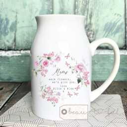Personalised If ... Were Flowers I'd We'd Pick You Mum Nanna Grandma Home Wildflower Lavender Floral Ceramic Small Vase Jug Mug Birthday Gift - thumbnail 2