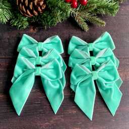 Pastel Green Velvet Christmas Tree Bows, Bows For Tree, Mint Decorations, Sr046