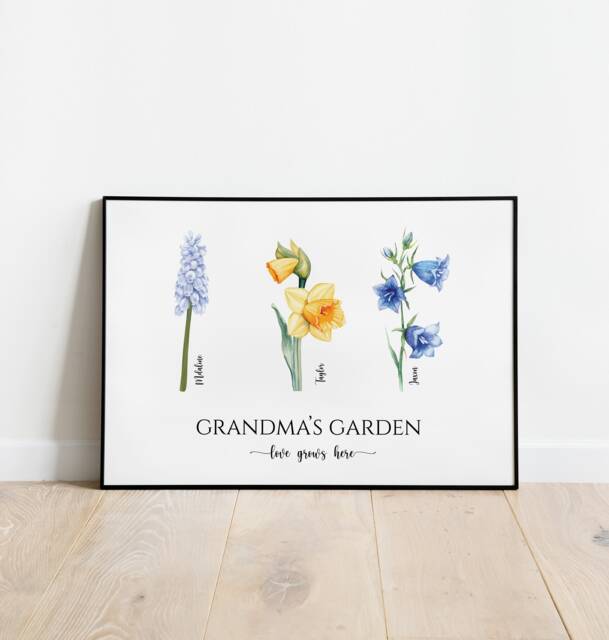 Birth Flower Personalized Gift, Garden Print, Christmas Gift For Her, Gifts Grandma - image 1