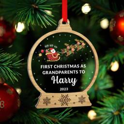 First Christmas As Grandparents Ornament Bauble Decoration - Grandparent Gift New Baby Xmas With Red Bag - thumbnail 1
