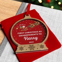 First Christmas As Grandparents Ornament Bauble Decoration - Grandparent Gift New Baby Xmas With Red Bag - thumbnail 3