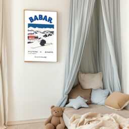 Babar The Elephant Ski, Nursery Wall Art, Retro Kids, Kids Room Genre Neutral Baby Illustration Art Print - thumbnail 2