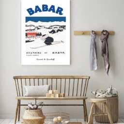 Babar The Elephant Ski, Nursery Wall Art, Retro Kids, Kids Room Genre Neutral Baby Illustration Art Print - thumbnail 3