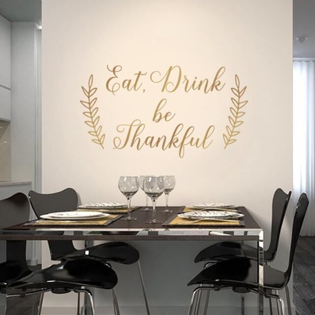 Eat Drink & Be Thankful, Wall Decor, Dining Room Decal, Thanksgiving Fall Vinyl Kitchen Decor - image 1