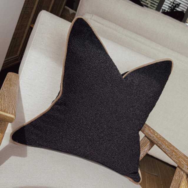 Black Boucle Cushion Cover - Custom Throw Pillow - image 1