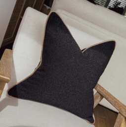 Black Boucle Cushion Cover - Custom Throw Pillow - thumbnail 1