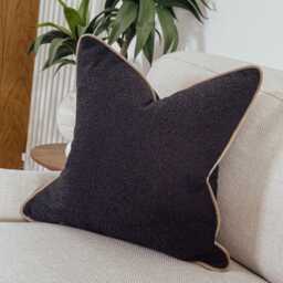 Black Boucle Cushion Cover - Custom Throw Pillow - thumbnail 3