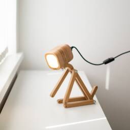 Handmade Wooden Dog Lamp, Animal Nursery Decor - thumbnail 2